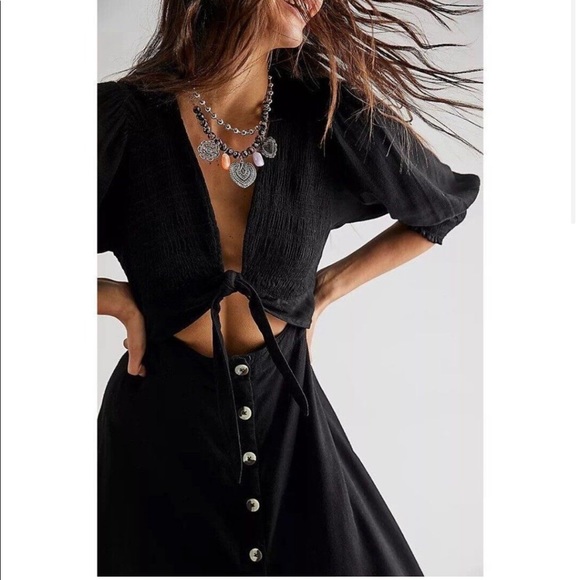 Free People String of Hearts Maxi Dress, BLACK SIZE SMALL NEW.  0211 - Picture 3 of 11